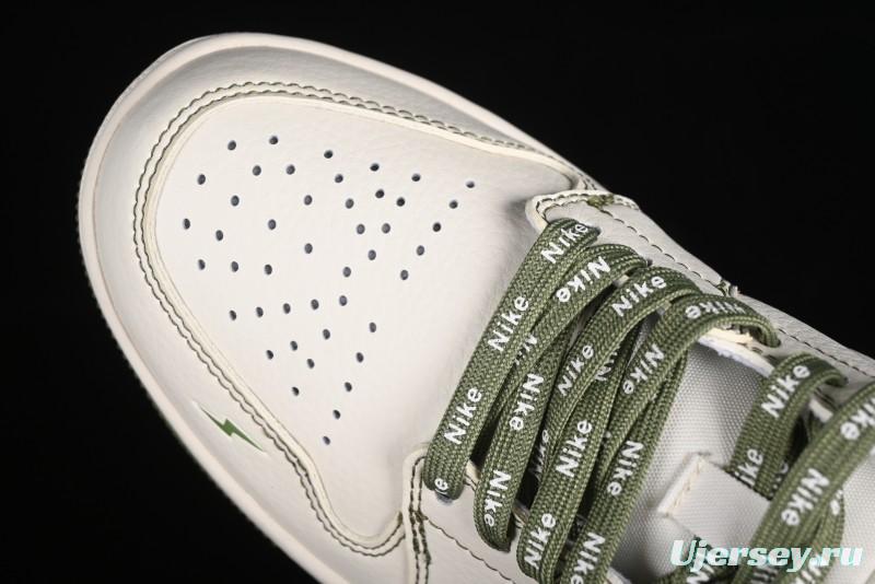Nike Air Jordan 1 Low Retro Basketball Shoes in Off-White Olive Green - CF3688-019