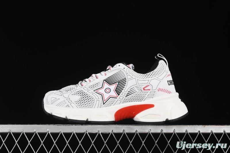 Dior Chrono Round Toe Lace-Up Lifestyle Casual Running Sneakers - 19W WHITE RED