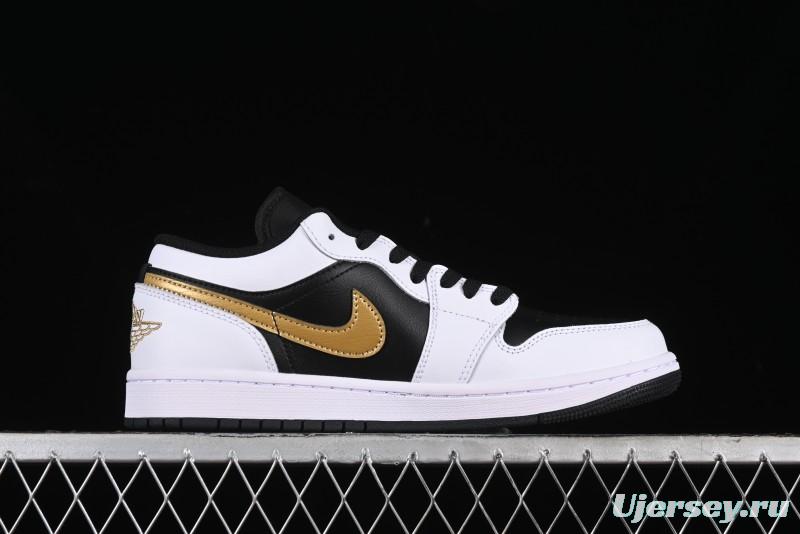 Nike Air Jordan 1 Low AJ1 Black White Gold Hook Basketball Shoes - 553558-172