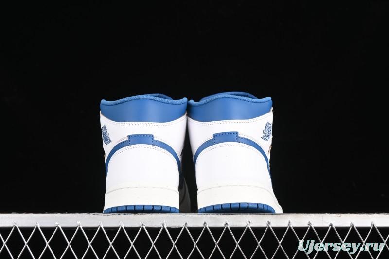 Nike Air Jordan 1 Mid Basketball Shoes Industrial Blue - FN5215-141