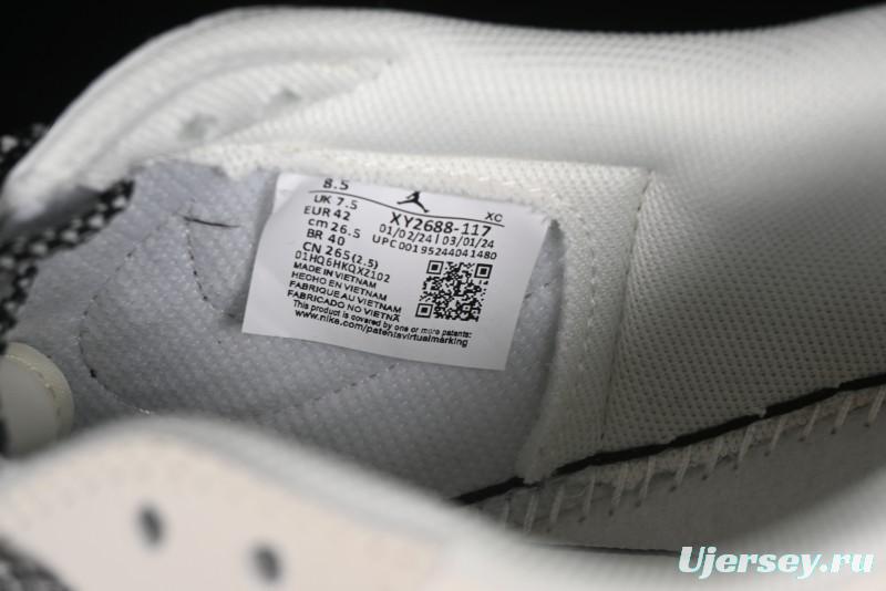 Nike Travis Scott x Fragment Design x Air Jordan 1 Low OG SP AJ1 Gucci Collaboration - Black Grey Pattern Low Top Casual Sneakers - XY2688-117