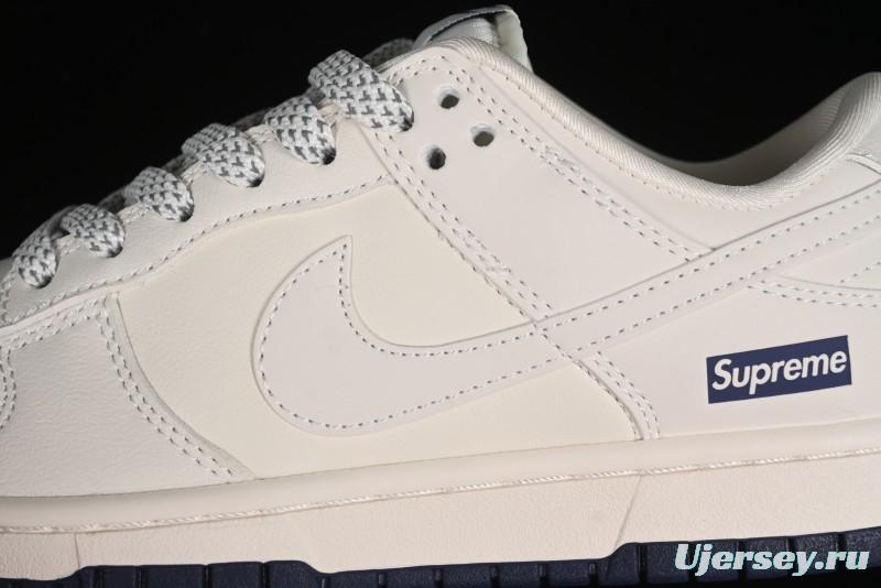 Nike SB Dunk Low Supreme Collaboration - Classic Beige Blue Anniversary High-End Custom Low-Top Casual Skate Shoes - XX8888-003