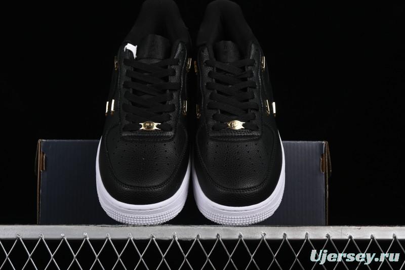 Nike Air Force 1 '07 Low Black Gold Swoosh Casual Sneakers - CT1990-001