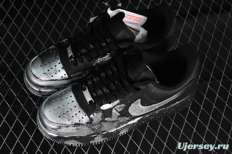 Nike Air Force 1 '07 Low Graffiti Black Silver Anime Hand-Painted Casual Sneakers - CW2288-012