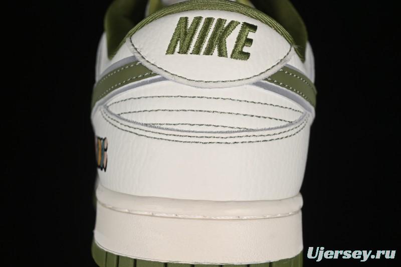 Nike SB Dunk Low Gucci Collaboration - Subtle Pattern Beige Green Swoosh Anniversary Custom Low-Top Casual Sneakers - KK1888-006