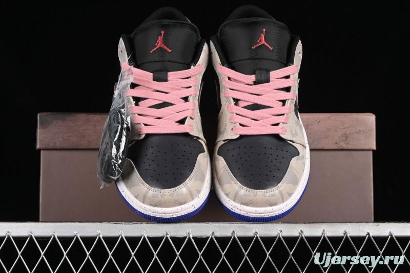 Nike Air Jordan 1 Low Retro Basketball Shoes with Panda Mischief Pioneer Knight Design - 553558-154