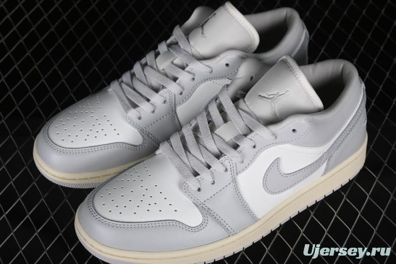 Nike Air Jordan 1 Low Casual Sneakers in White-Grey - FQ7687-300