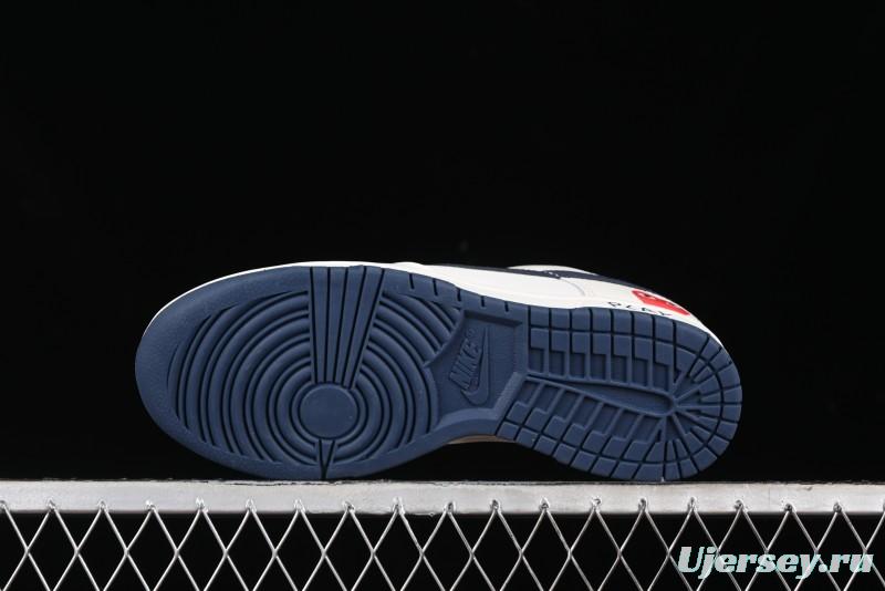Nike SB Dunk Low Comme des Garcons Collaboration - Off-White Blue Swoosh Anniversary Custom Low-Top Casual Sneakers - KK1888-008