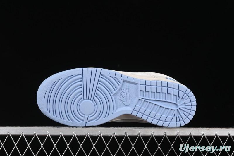 Nike SB Dunk Low Stussy Collaboration - Blue Double Swoosh Anniversary Custom Low-Top Casual Skate Shoes - BB1818-101