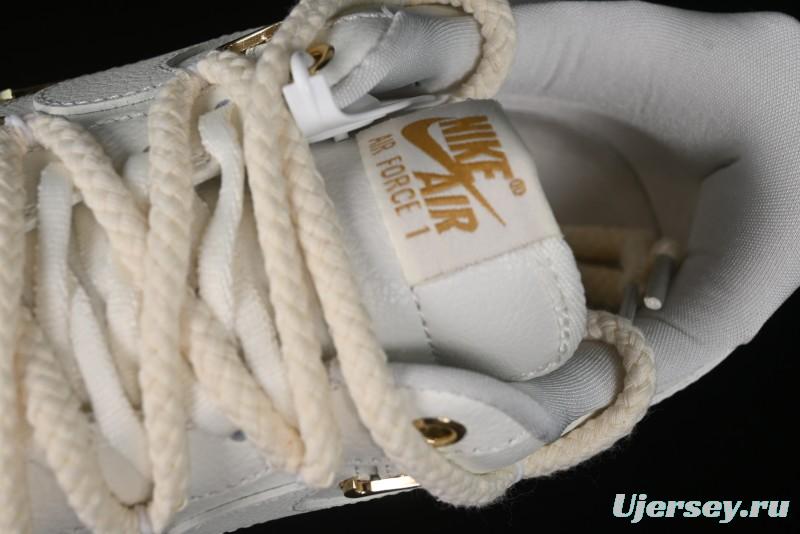 Nike Air Force 1 '07 Low Beige Deconstructed Swoosh Casual Sneakers - FX3654-111