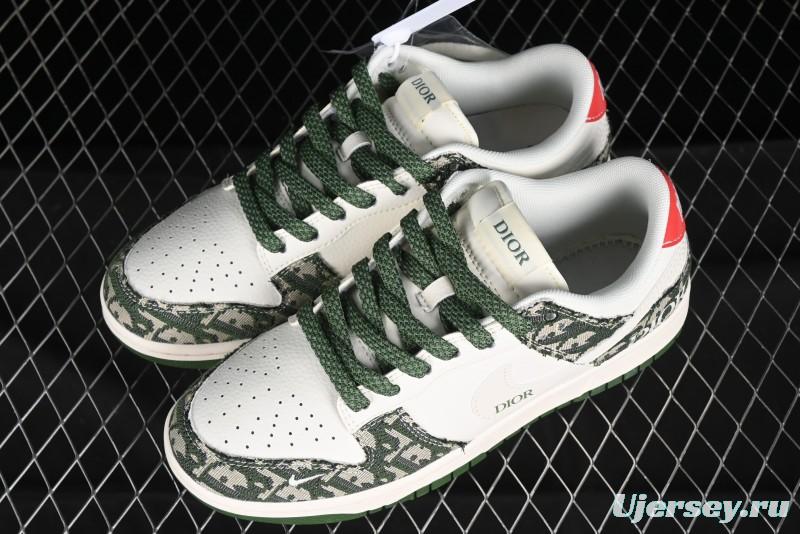 Nike SB Dunk Low Dior Collaboration - Navy Blue Pattern Anniversary High-End Custom Low-Top Casual Skate Shoes - XY1688-005
