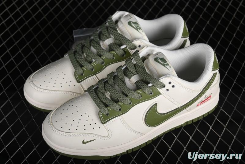 Nike SB Dunk Low x Supreme Stone Island Collaboration Beige Green Starry Sky Anniversary High-End Custom Low-Top Casual Skate Shoes - BB9866-004