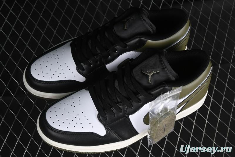 Nike Air Jordan 1 Low "Medium Olive" Retro Casual Sneakers - 553558-092