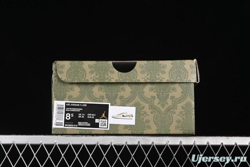 Nike Air Jordan 1 Low AJ1 Gucci Collaboration - Vintage Basketball Shoes in Sheepskin Green - WG8850-014