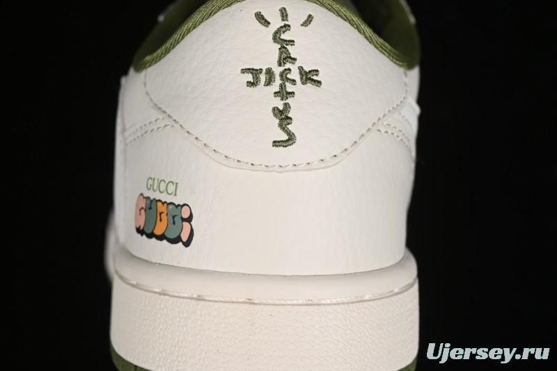 Nike Travis Scott x Fragment Design x Air Jordan 1 Low OG SP AJ1 Retro Sneakers in Off-White & Fresh Green - DM6688-606