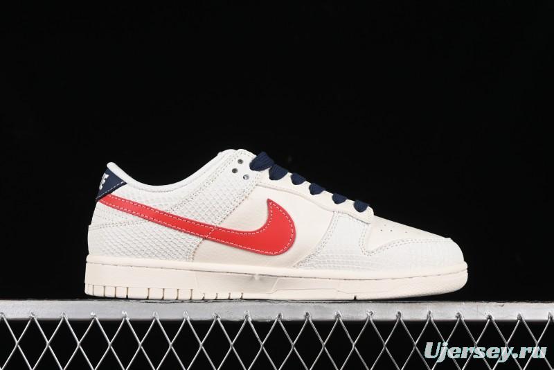 Nike SB Dunk Low Supreme Collaboration - White Dragon Scale Anniversary Custom Low-Top Casual Skate Shoes - BB8685-101