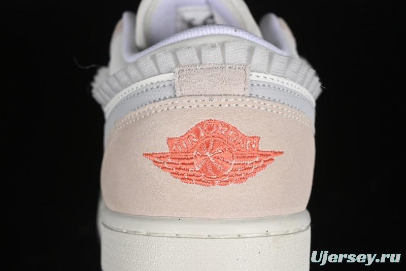 Nike Air Jordan 1 Low Retro Casual Sneakers with Smooth Leather and Suede - FQ8094-100