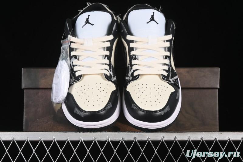 Nike Air Jordan 1 Low AJ1 Panda Prank Universe Exploration Custom Casual Sneakers - 553558-132