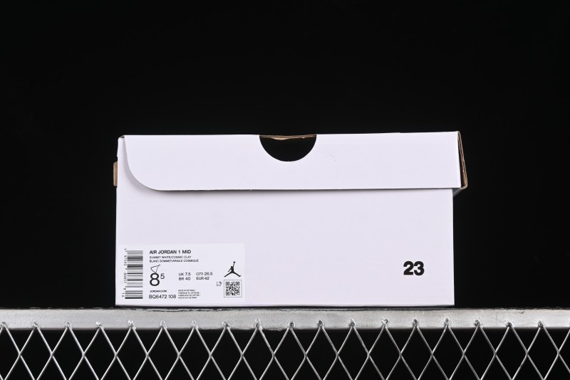 Nike Air Jordan 1 Mid Basketball Shoes in White and Orange Colorway - BQ6472-108
