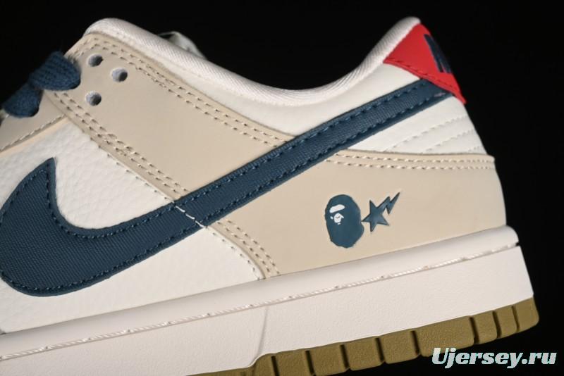 Nike SB Dunk Low Bape Collaboration - Beige Blue Anniversary Custom Low-Top Casual Sneakers CF3688-011