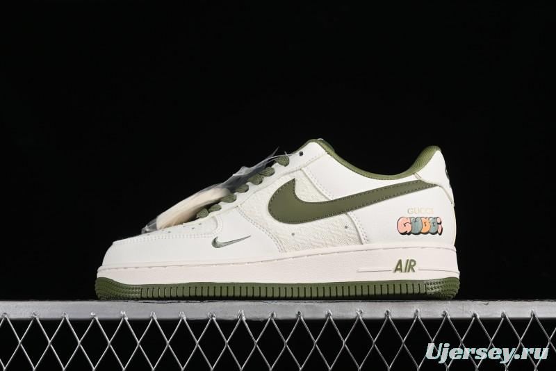 Nike Air Force 1 '07 Low Gucci Collaboration - Beige Green Linen Casual Sneakers - XZ3398-588