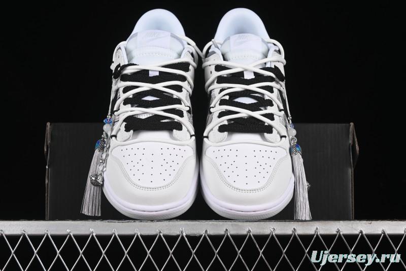 Nike Dunk Low CNY Year of the Dragon Limited Edition SB Lace-Up Casual Sneakers with Silver-White Design - DV0831-101
