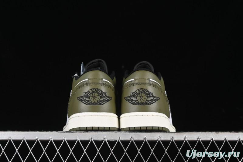 Nike Air Jordan 1 Low "Medium Olive" Retro Casual Sneakers - 553558-092
