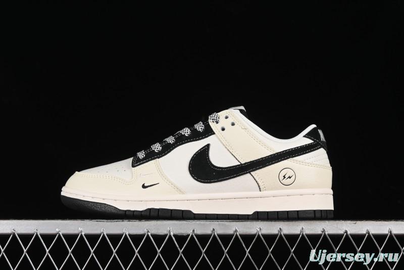 Nike SB Dunk Low Lightning Collaboration - Off White Black Double Swoosh Anniversary Custom Low-Top Casual Skate Shoes - XY1688-007