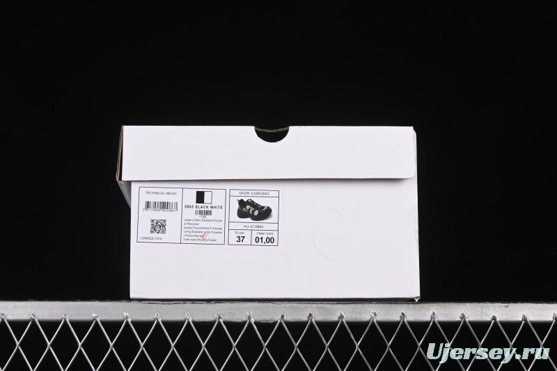 Dior Chrono Round Toe Lace-Up Lifestyle Casual Running Sneakers - 6865 BLACK WHITE