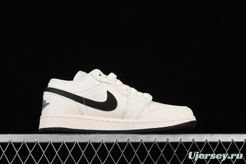 Nike Air Jordan 1 Low AJ1 Stone Island Collaboration - Off White Black Retro Low-Top Basketball Shoes - LJ6688-003