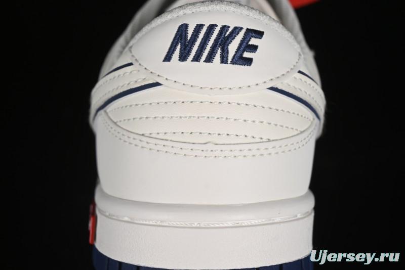 Nike SB Dunk Low Supreme Collaboration - Off White Navy Swoosh Anniversary Custom Low-Top Casual Skate Shoes - DJ2024-013