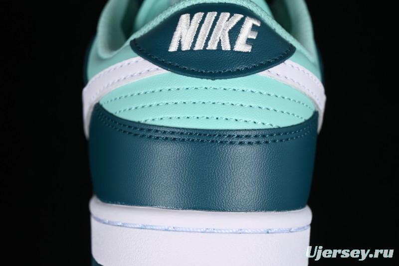 Nike Dunk Low SB Skateboarding Shoes in White and Geode Teal - DD1503-301