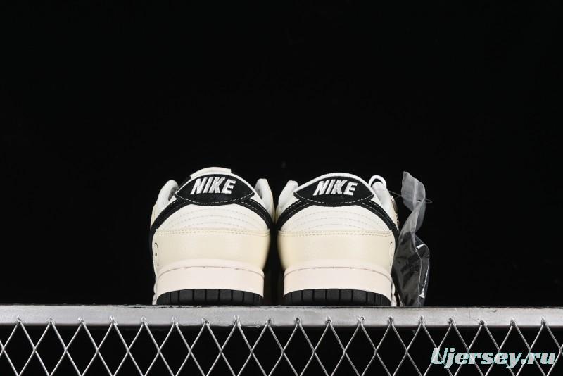 Nike SB Dunk Low Lightning Collaboration - Off White Black Double Swoosh Anniversary Custom Low-Top Casual Skate Shoes - XY1688-007