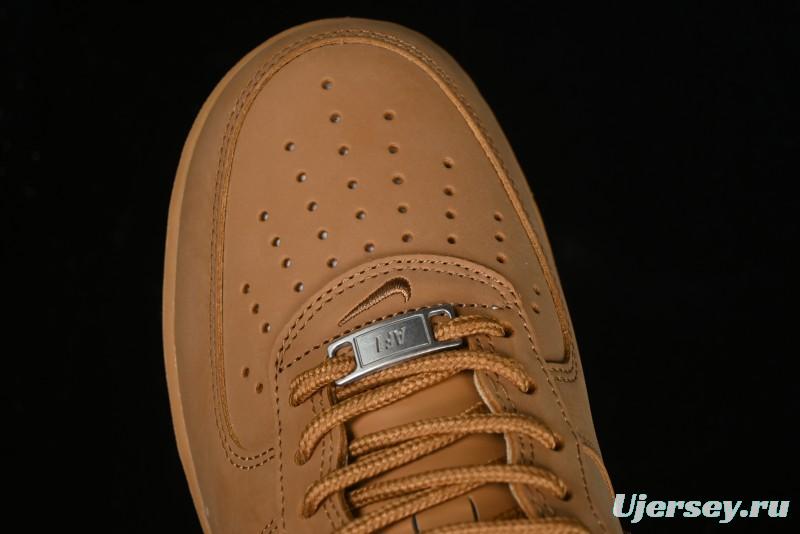 Nike Supreme x Air Force 1 Low Casual Sneakers in Wheat Suede with Full-Length Air Cushion - DN1555-200