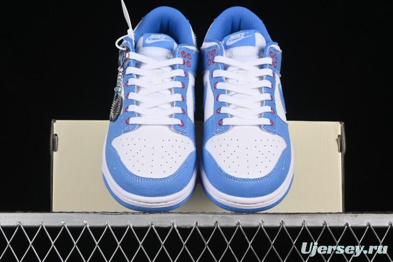 Nike SB Dunk Low Supreme Collaboration - Woven Blue Swoosh Anniversary Custom Low-Top Casual Skate Shoes - KK1888-015