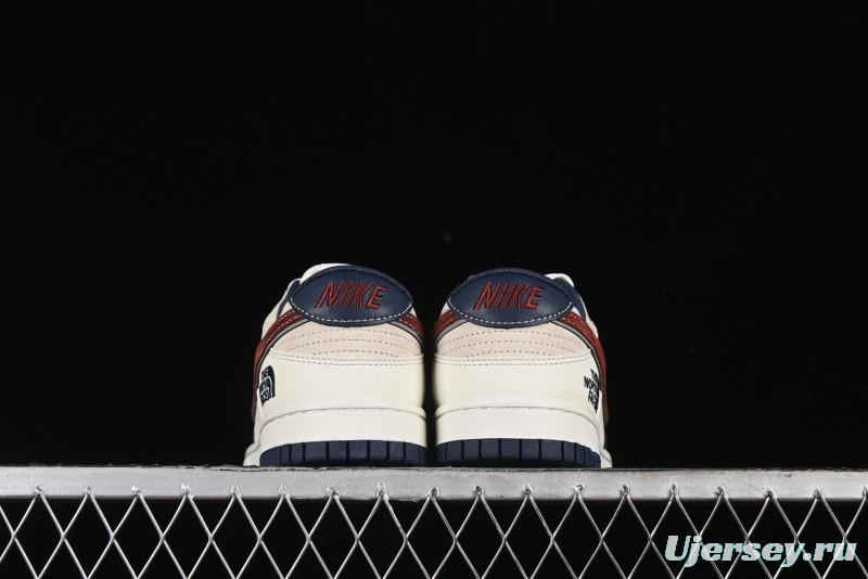 Nike SB Dunk Low The North Face Collaboration - Two-Tone Red Brown Swoosh Anniversary Custom Low-Top Casual Skate Shoes - DJ2024-036