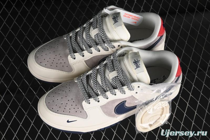 Nike SB Dunk Low Stussy Anniversary High-End Custom Sneakers with Blue Swoosh - SJ1089-003