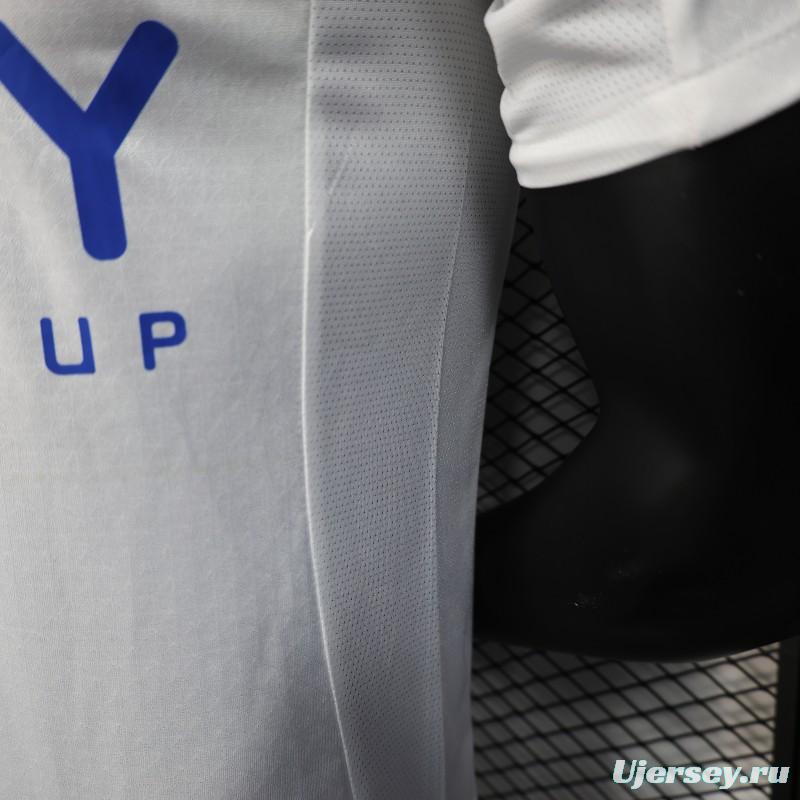 Player Version 25/26 Al-Hilal Away White with Blue Details and SAVVY Games Group Sponsor Jersey