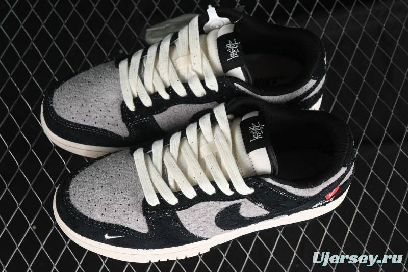 Nike SB Dunk Low Stussy Series - Grey Black with Black Swoosh Anniversary Custom Low-Top Casual Skate Shoes - MM1089-028