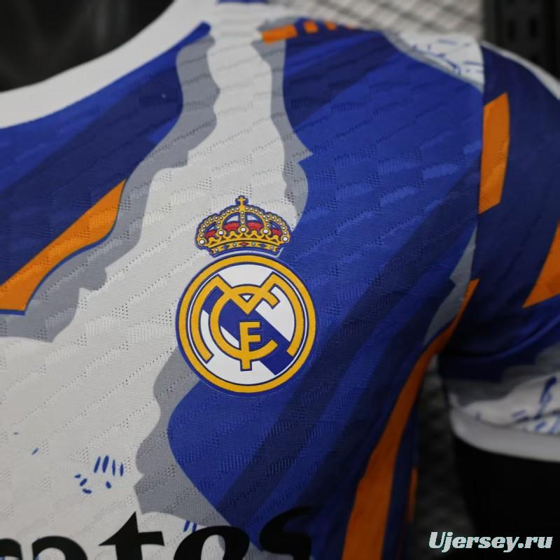 Player Version 25/26 Real Madrid Limited Edition Blue Orange Abstract Pattern Jersey