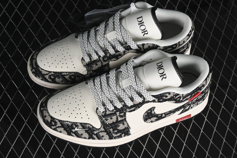 Nike Air Jordan 1 Low AJ1 Dior Collaboration - White Black Red Label Retro Basketball Shoes - SJ9950-036