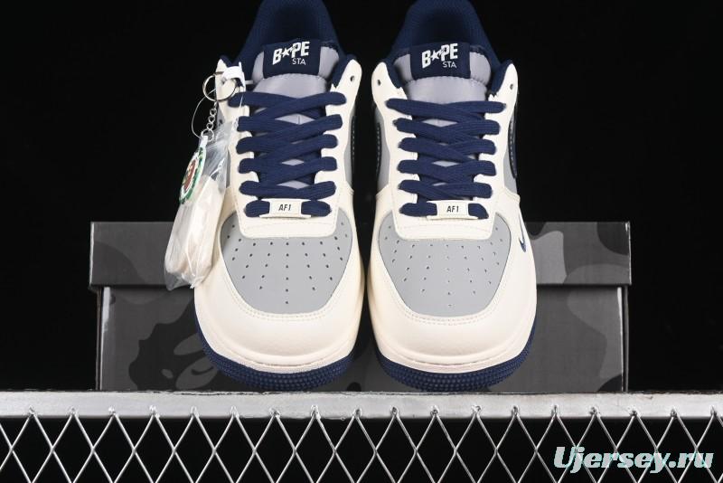 Nike Air Force 1 '07 Low Bape Collaboration - Deep Blue Grey Low-Top Casual Sneakers BB6566-206