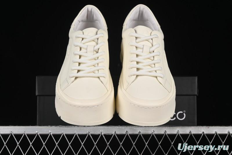 ECCO Street Light Series Autumn Platform Round Toe Versatile Casual White Sneakers 63311901002