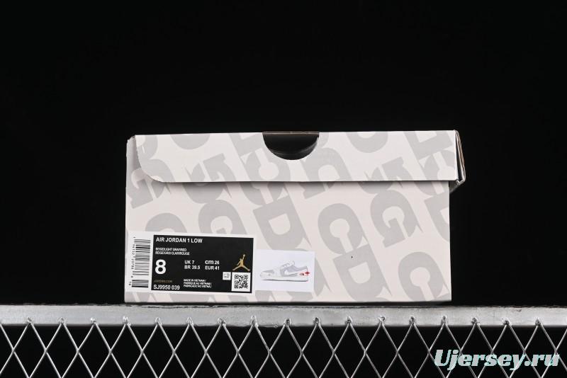 Nike Air Jordan 1 Low AJ1 The North Face Collaboration - Off White Grey Silver Trim Retro Basketball Shoes - SJ9950-039