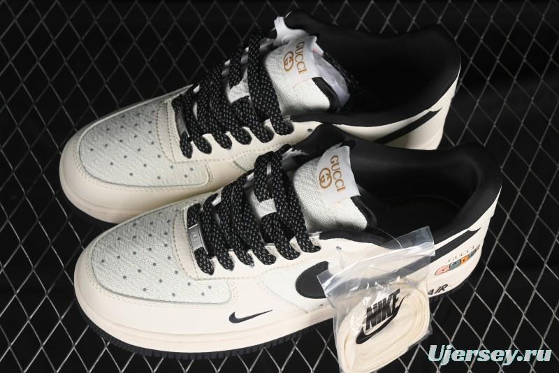 Nike Air Force 1 '07 Low Gucci Collaboration - Dark Blue Linen Casual Sneakers - XZ3398-888