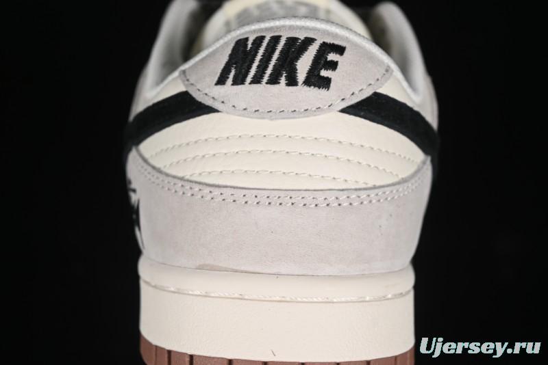 Nike SB Dunk Low Stussy Collaboration - Grey Black Checkerboard Gum Sole Anniversary Custom Low-Top Casual Skate Shoes - CF3688-031