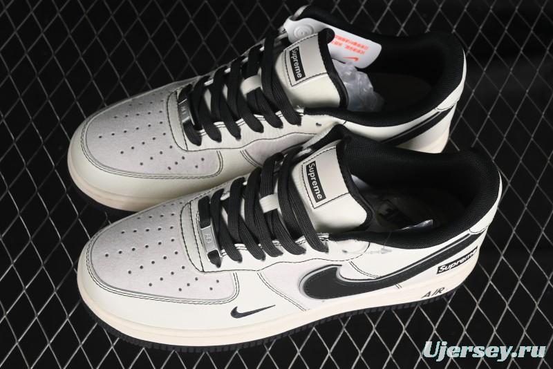 Nike Air Force 1 '07 Low Supreme Collaboration - Beige Grey Pigskin Low-Top Casual Sneakers - XZ6188-018