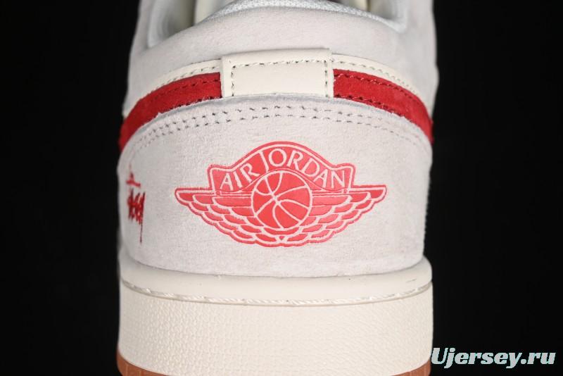 Nike Air Jordan 1 Low Stussy Collaboration - Pink Pig Retro Low-Top Basketball Shoes - SJ9950-023