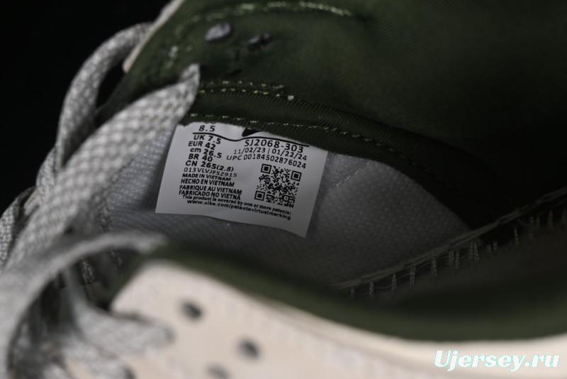 Nike SB Dunk Low Supreme x Stussy Triple Collaboration - Off White Green Swoosh Anniversary Custom Low-Top Casual Sneakers - SJ2068-303