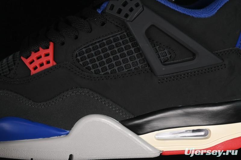 Nike Air Jordan 4 Retro Basketball Shoes in Black, Blue and Neutral Grey - FV5029-003